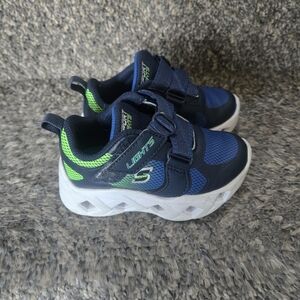 Skechers Kids' Navy and Neon Green Light-Up Sneakers